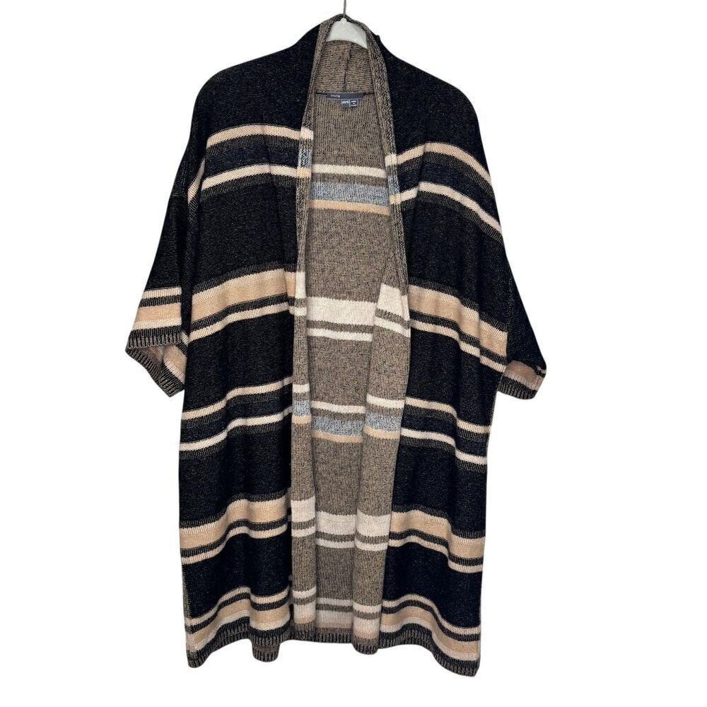 Vince Wool Cashmere Open Long Cardigan Size XS / S $445 Textured Stripe